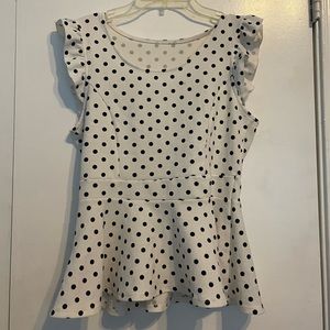 Black and White Polka dots Heplum Top